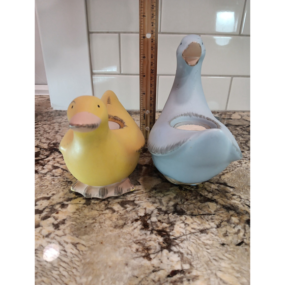 Vintage PartyLite Blue and Yellow Ducks (2) Ceramic Tea Light Holders - Picture 16 of 16